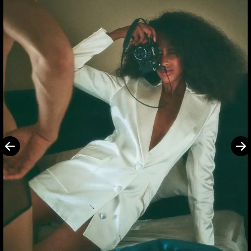 Fleur Du Mal White Mini Tuxedo Jacket Dress 8 Medium Sexy Bridal Wedding